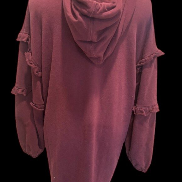 Tommy Hilfiger Burgundy Hooded Dress with ruffle detailed sleeves XL - Picture 4 of 8
